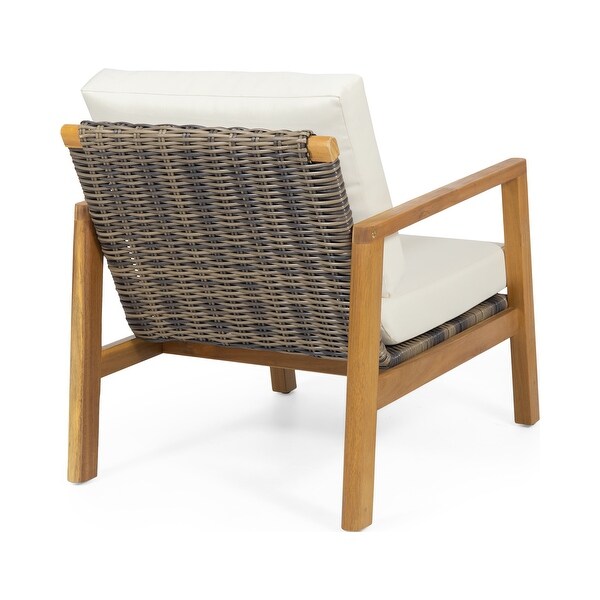 Nova Acacia Wood and Wicker Outdoor Club Chair by Christopher Knight Home