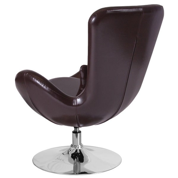 LeatherSoft Swivel Side Reception Chair with Bowed Seat