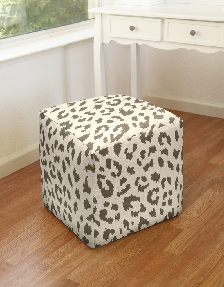 Cheetah Linen Upholstered Ottoman   Contemporary   Footstools And Ottomans   by 123 Creations  Houzz