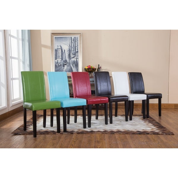 Roundhill Furniture Urban-Style Solid Wood Leatherette Small Padded Parson Chairs (Set of 2)