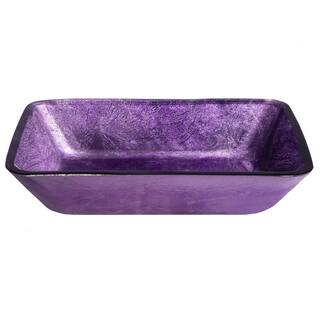 Eden Bath Purple Foil Glass Rectangular Vessel Sink EB_GS78