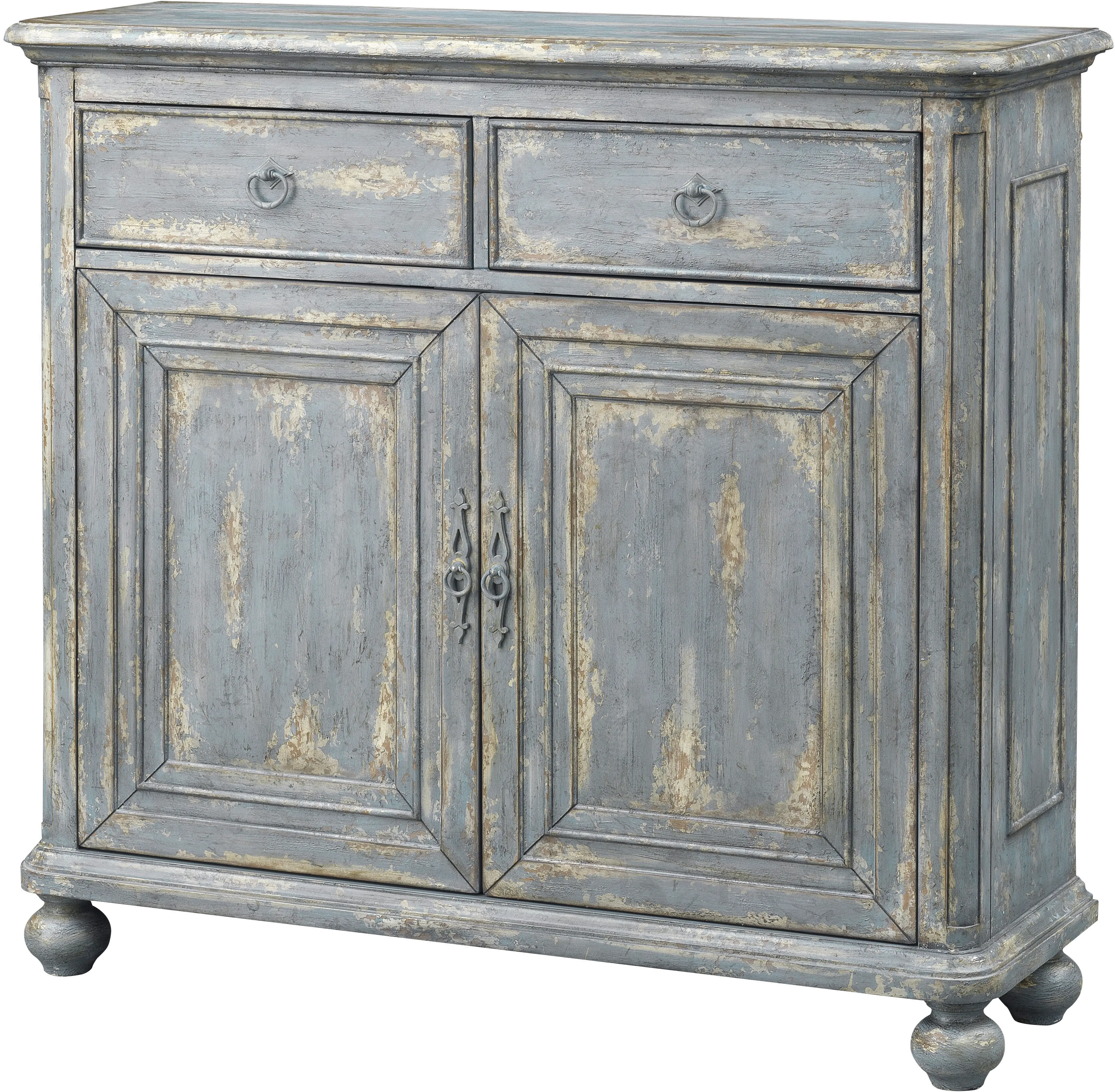 Aged Blue Two Door Two Drawer Accent Cabinet