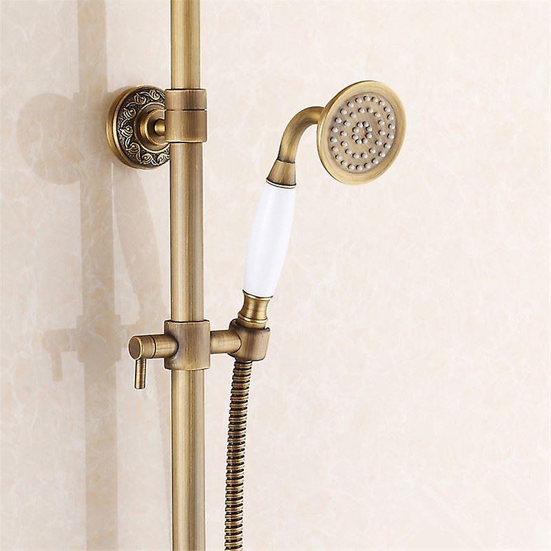 Antique Brass Retro Brushed Bath Shower Mixer Tap Panel Wall Mounted Rainfall