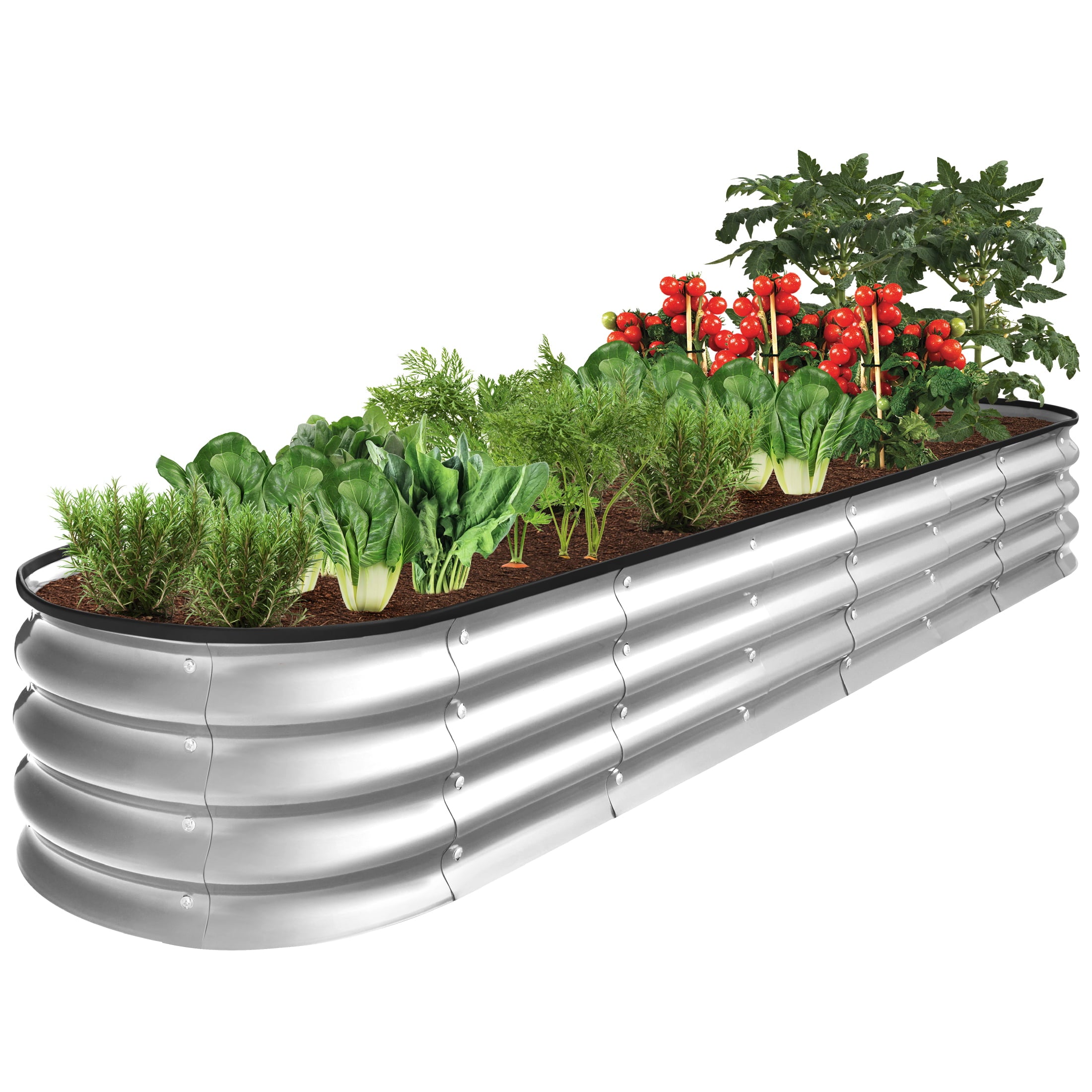 Best Choice Products 8x2x1ft Outdoor Metal Raised Oval Garden Bed, Planter Box for Vegetables, Flowers - Silver