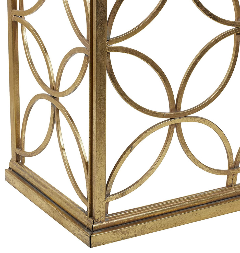 Elegant Console Table  Metallic Gold Base With Ring Pattern  ampBeveled Mirror Top   Contemporary   Console Tables   by Decorn  Houzz