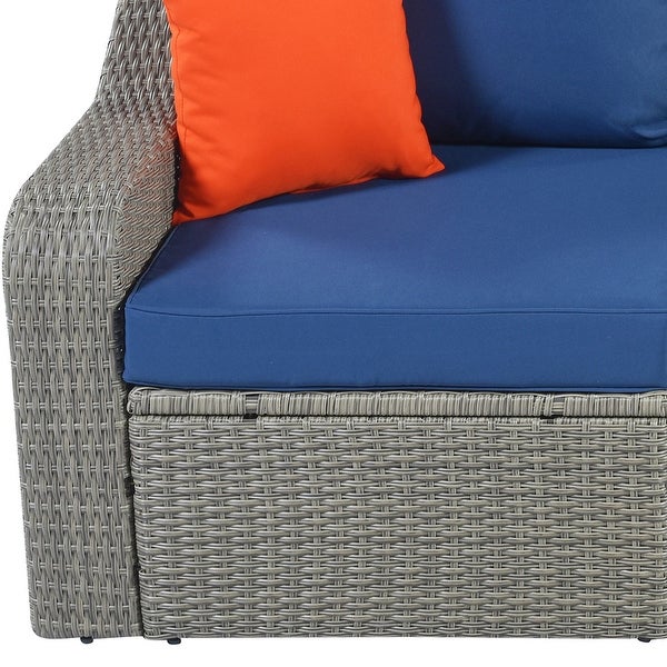 3pcs Patio Wicker Sofa Set with Cushions and Lift Top Coffee Table - Overstock - 35869381