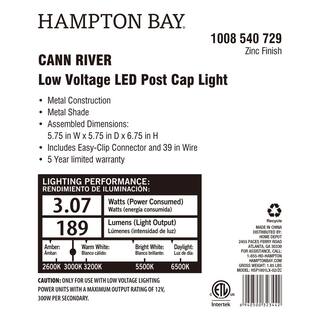 Hampton Bay Cann River 6.75 in. H Low Voltage Gray Aluminum Hardwired Outdoor Weather Resistant Pier Mount Light Integrated LED HSP1801LX-02ZC