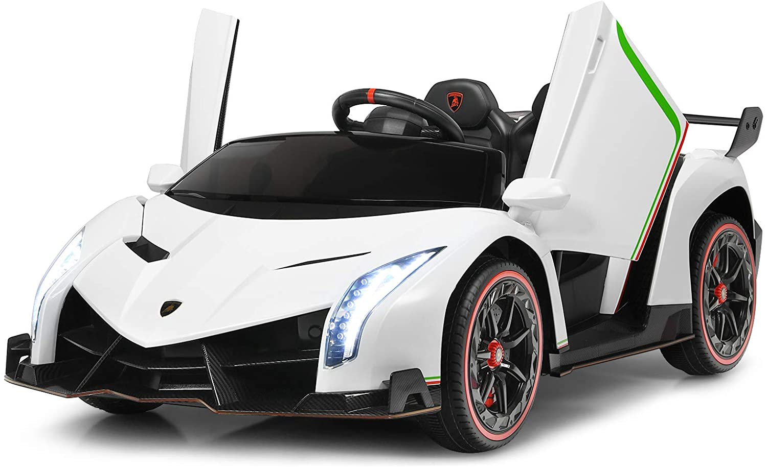 Costzon 2-Seater Ride on Car, Licensed Lamborghini Poison, 12V Battery Powered Car w/ 2.4G Remote Control