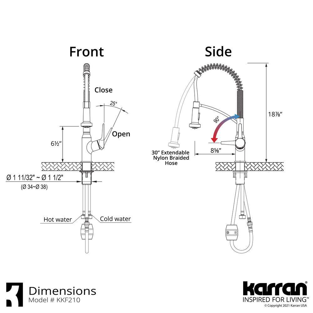 Karran Scottsdale Single Handle Pull Down Sprayer Kitchen Faucet in Stainless Steel KKF210SS