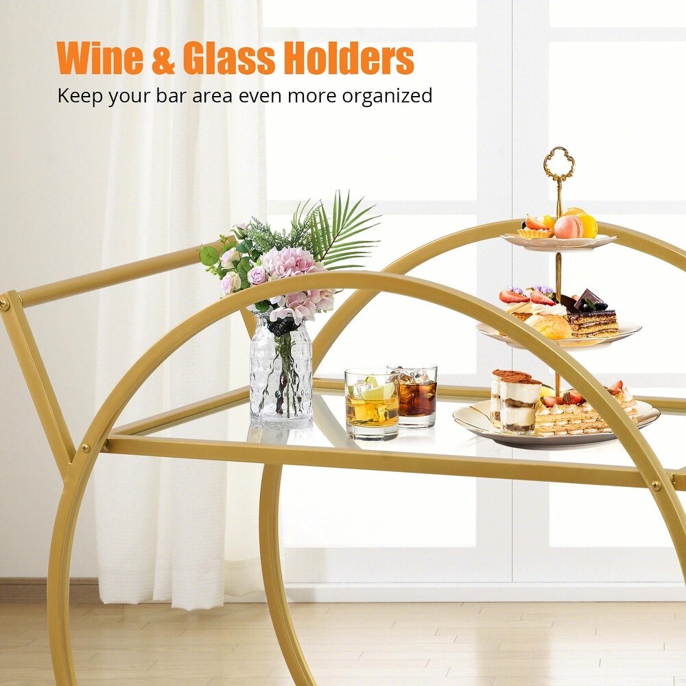 Round Bar Cart  Bar Serving Cart  Rolling Metal Wine Liquor Cart