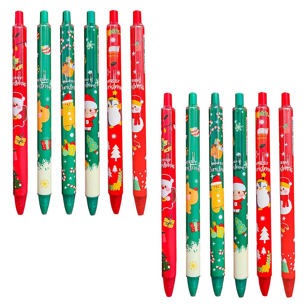 12pcs Christmas Themed Gel Pens Lovely Signature Pens For Students(random Style)