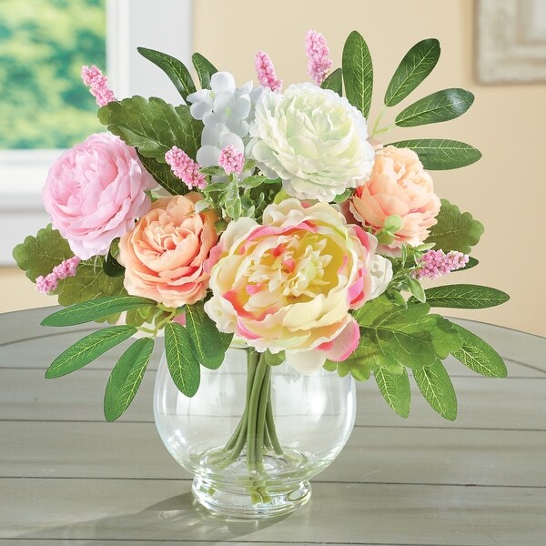 Peony and Hydrangea Centerpiece with Vase