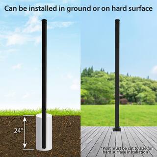 FORGERIGHT Newtown 2 in. x 2 in. x 6 ft. Black Aluminum Fence Line Post with Flat Cap 862408