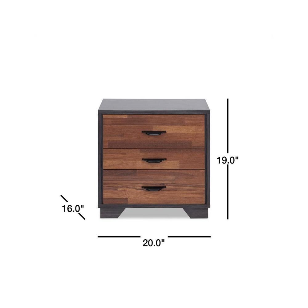 3 Drawer Walnut And Espresso Night Table