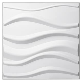 Art3dwallpanels 19.7 in. x 19.7 in. White PVC 3D Wall Panel for Interior Wall Decor Wavy Textured Tile (32 sq.ftbox) A10hd531