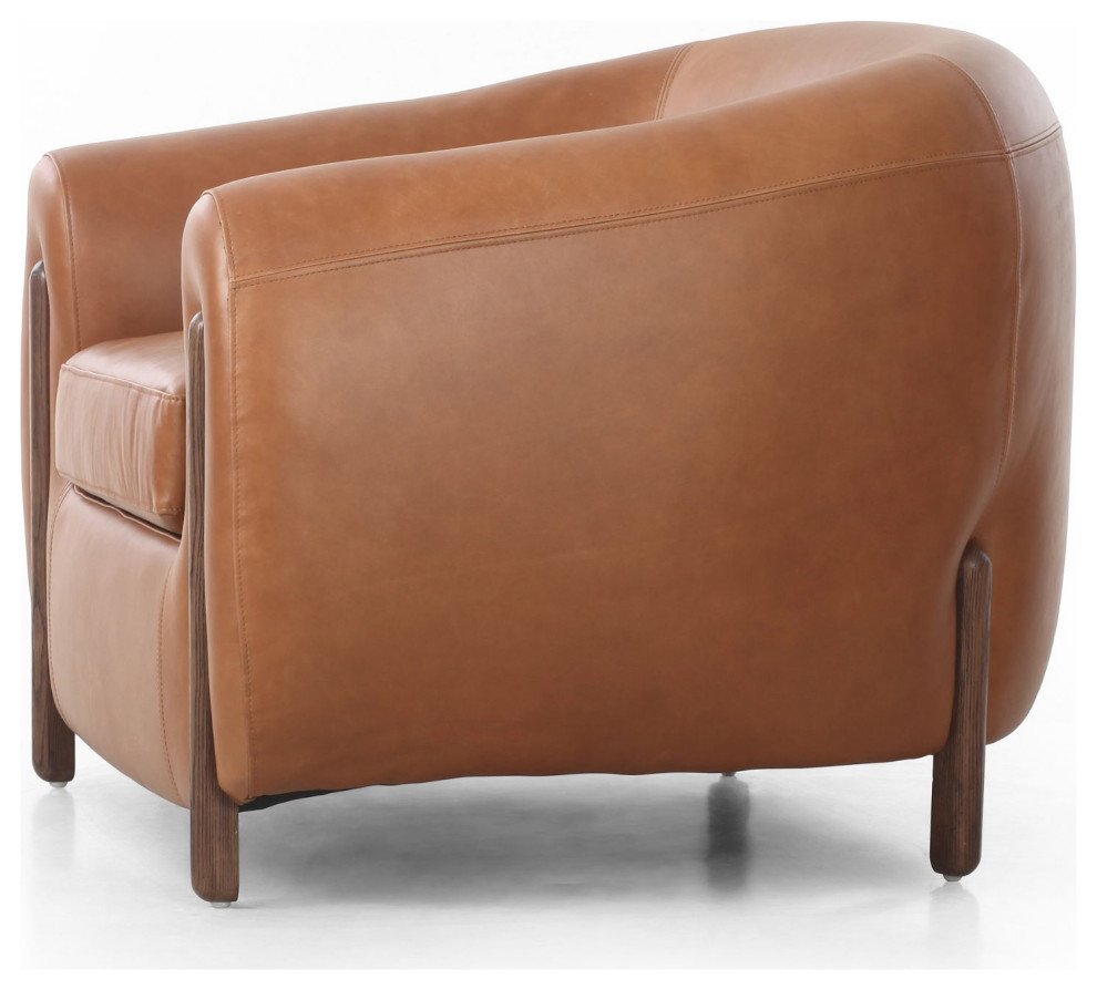 Lyla Valencia Camel Leather Chair   Midcentury   Armchairs And Accent Chairs   by Zin Home  Houzz