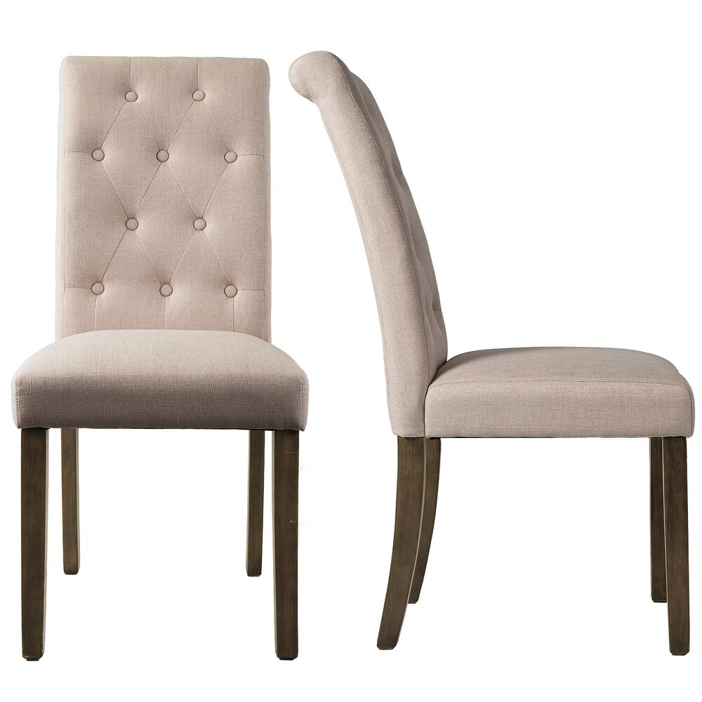 Noble and Elegant Solid Wood Tufted Dining Chair(Set of 2)