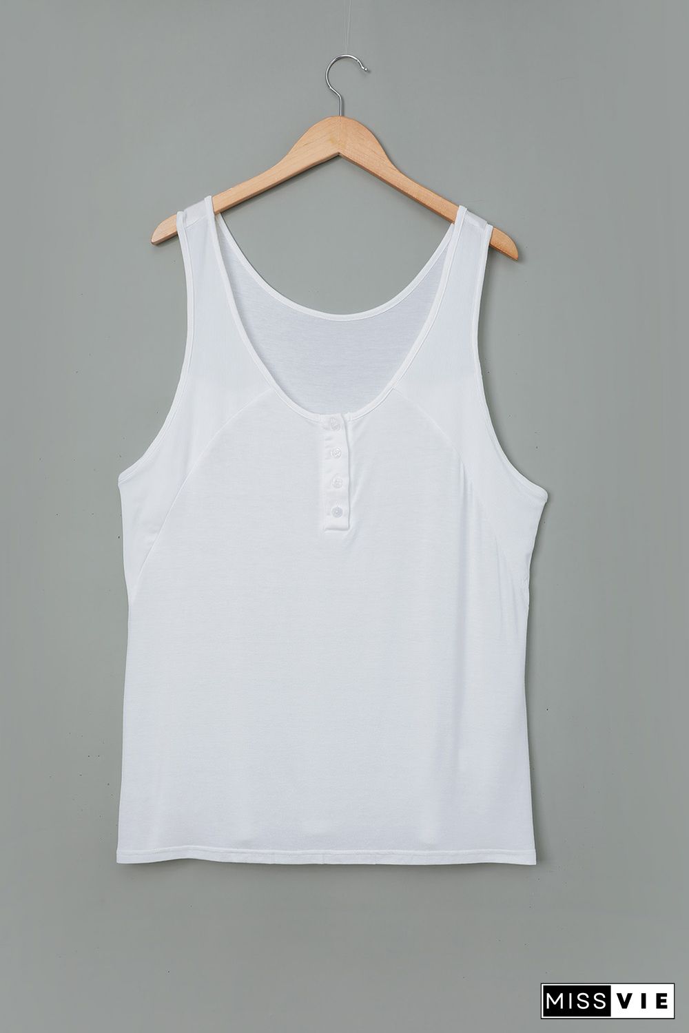 White Button Loose Tank Top