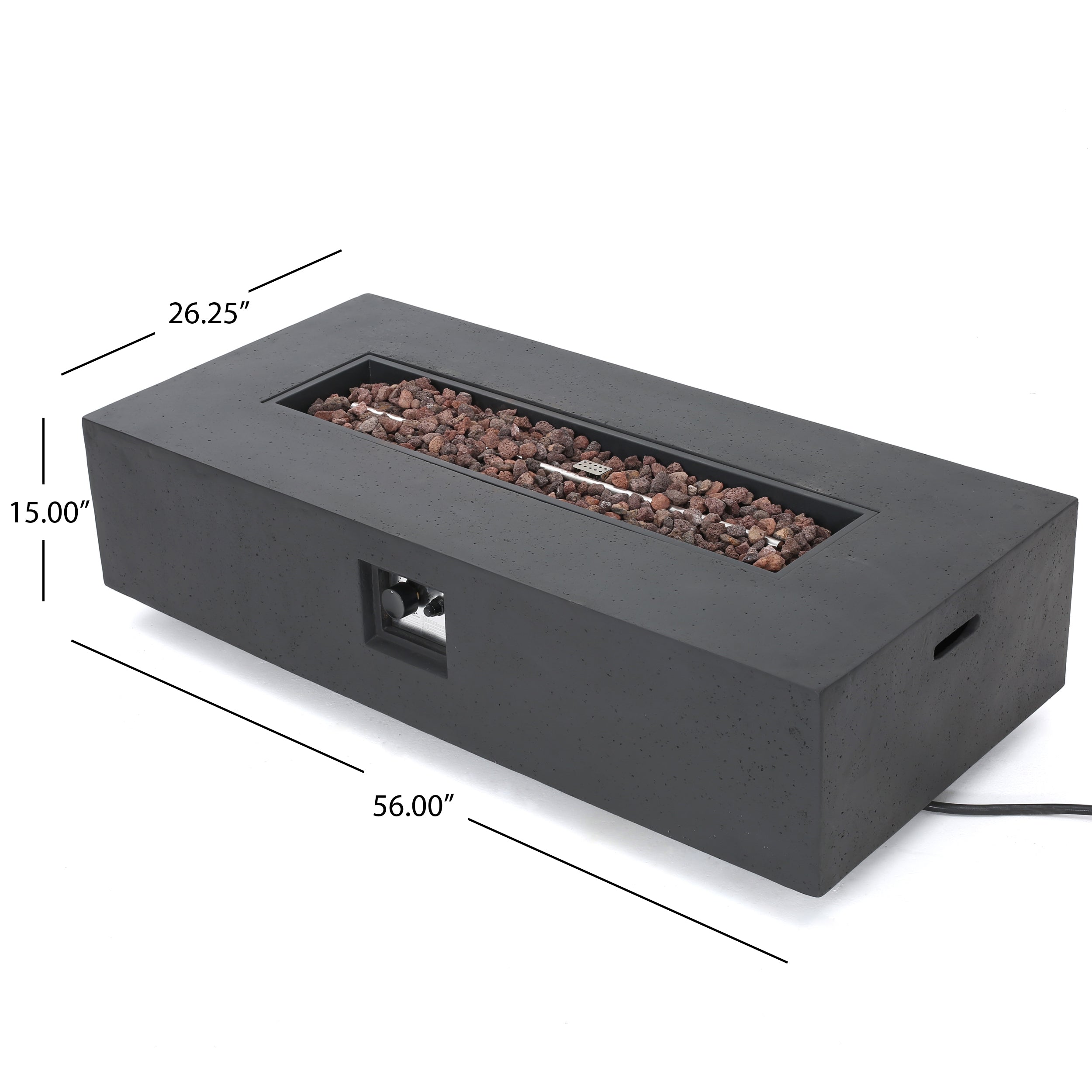 Hearth Outdoor 50,000 BTU Lightweight Concrete Rectangular Fire Pit (No Tank Holder)