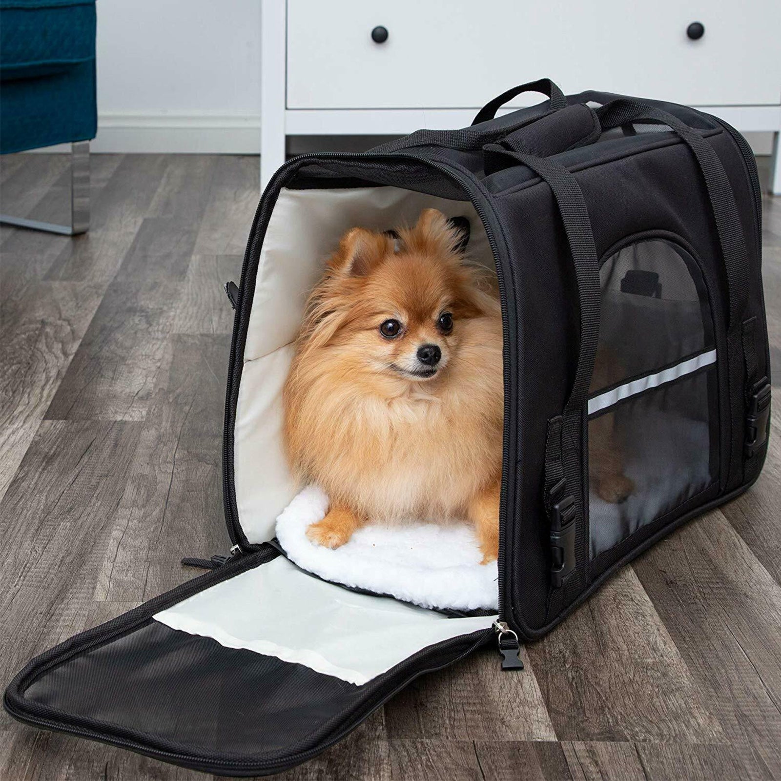 Motor Genic Pet Carrier Soft Sided Small Cat / Dog Comfort Black Travel Bag Airline Approved