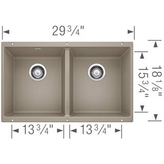 Blanco PRECIS Undermount Granite Composite 29.75 in. 5050 Double Bowl Kitchen Sink in Truffle 517678