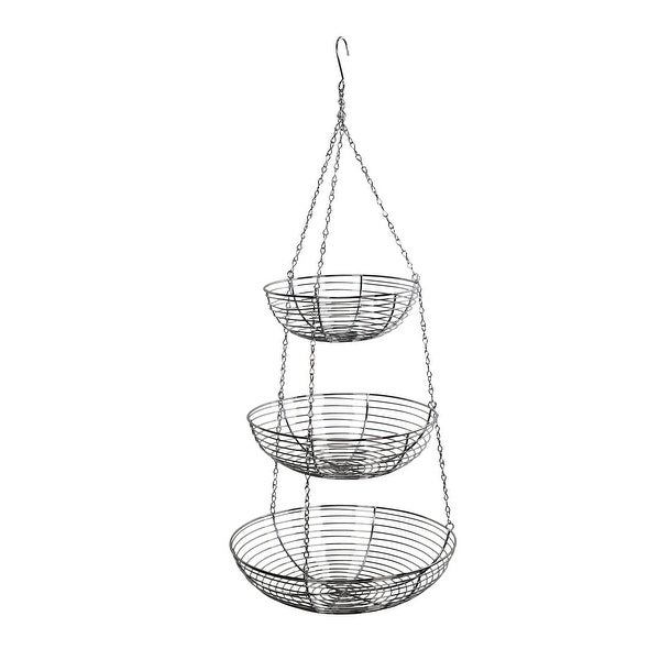 3 Tier Hanging Metal Basket in Silver/Chrome