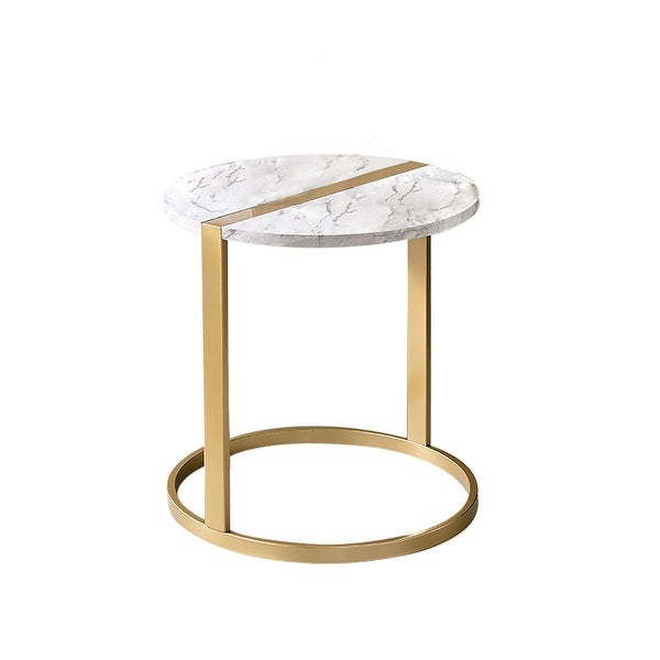 Furniture of America Vannen Contemporary 18-inch Faux Marble Side Table