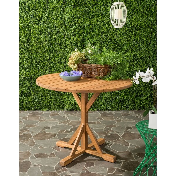 Arcata Outdoor Patio Round Table - Dark Slate Grey|Natural