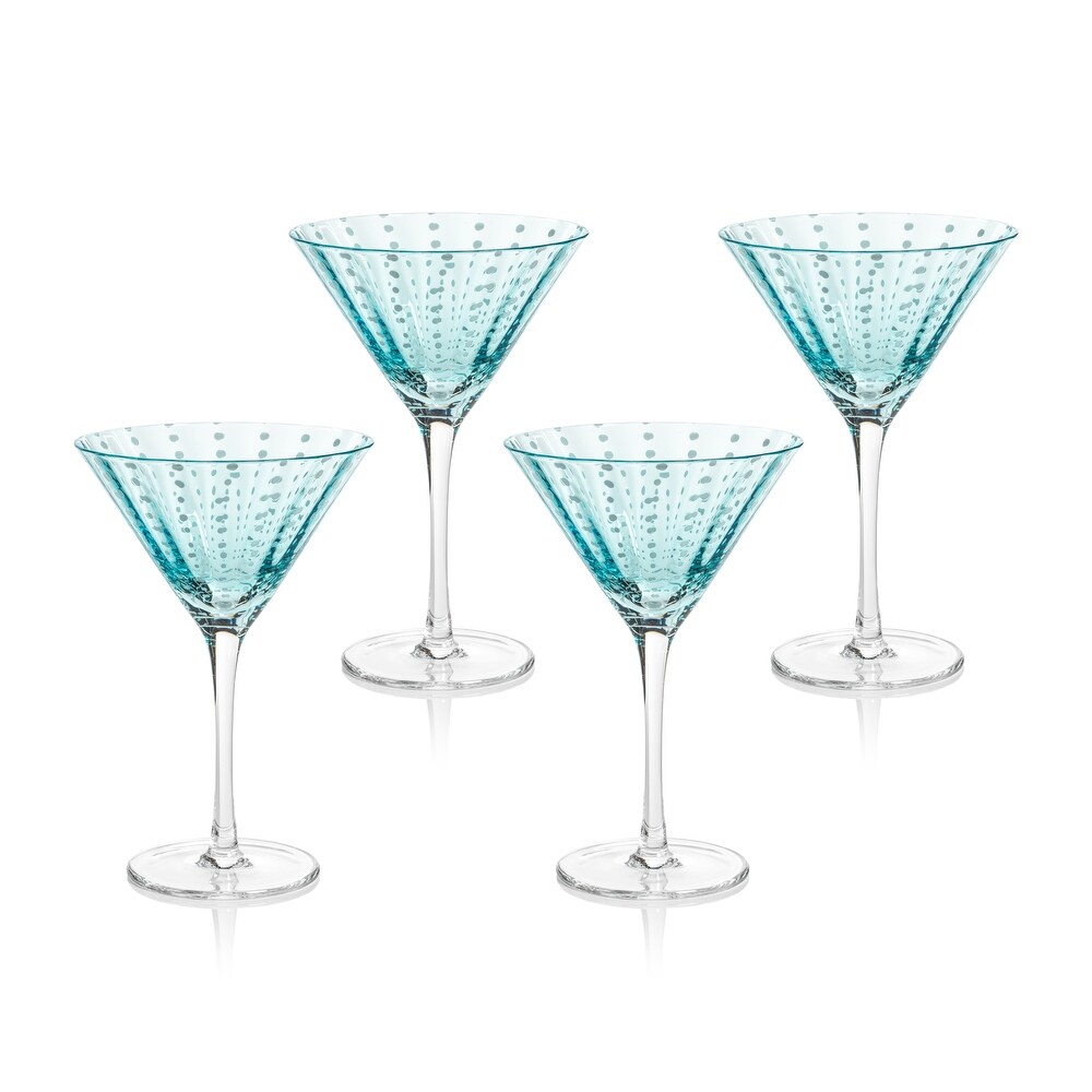 Pescara White Dot Martini Glasses  Set of 4