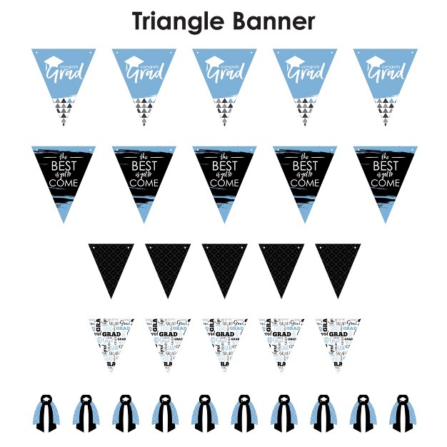 Big Dot Of Happiness 30 Piece Light Blue Graduation Party Pennant Triangle Banner