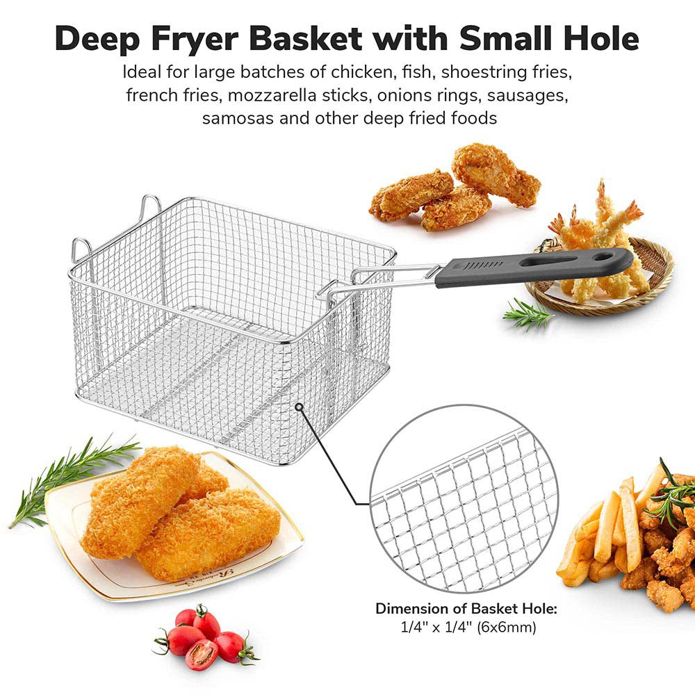 Yescom Deep Fryer Basket with Hook & Handle Holds 6.6lbs