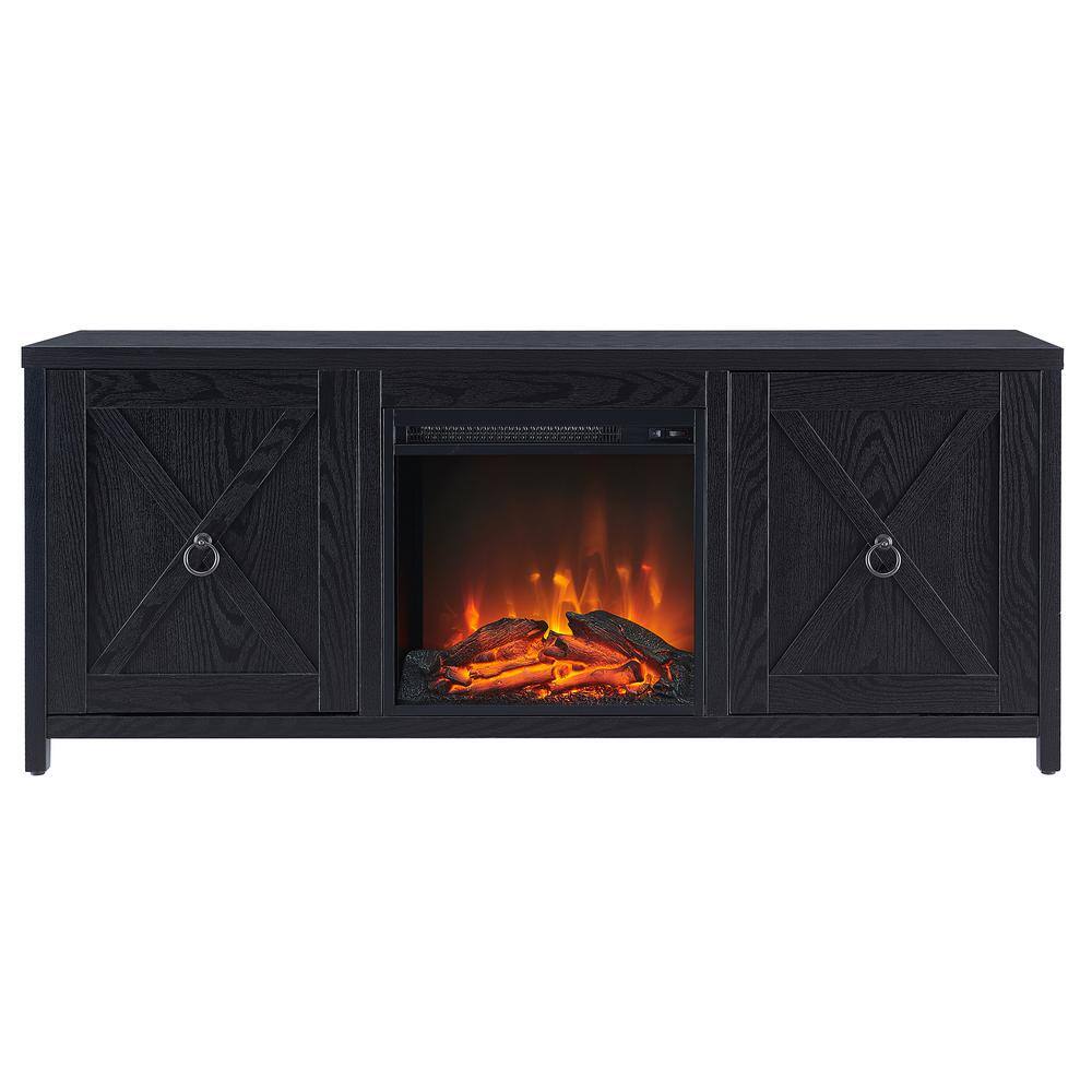 MeyerCross Granger 58 in. Black TV Stand Fits TV's up to 65 in. with Log Fireplace Insert TV1092