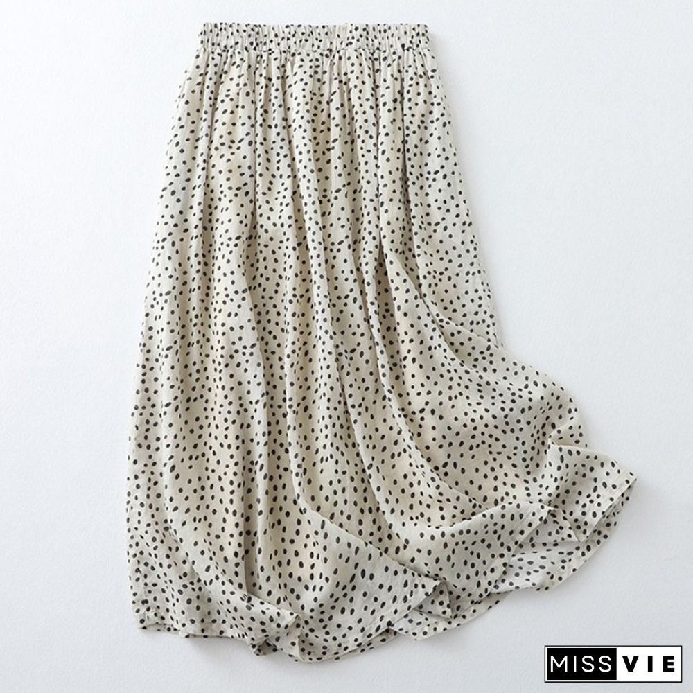 Women's Gentle dot Cotton Long Skirt