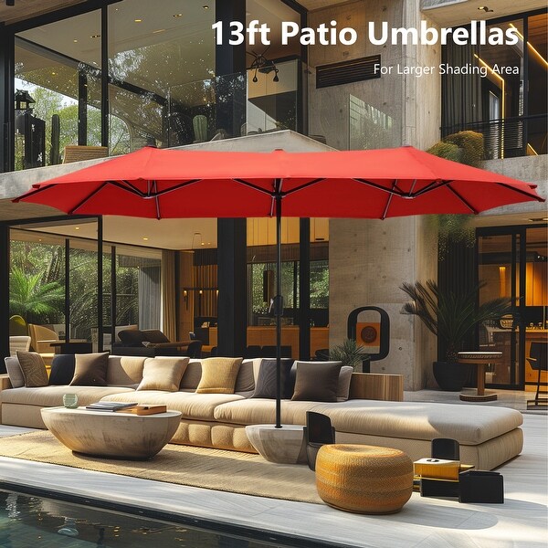 MAISON ARTS 8Piece Black Metal Outdoor Dining Set with Beige Cushions and Umbrella