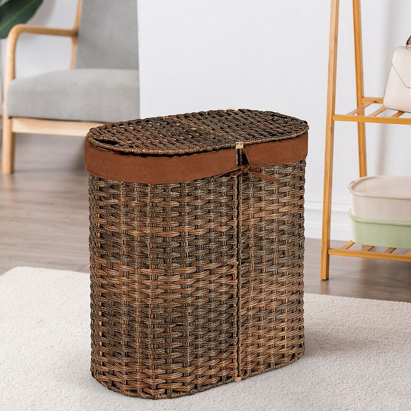 Handwoven Laundry Hamper Basket with 2 Removable Liner Bags