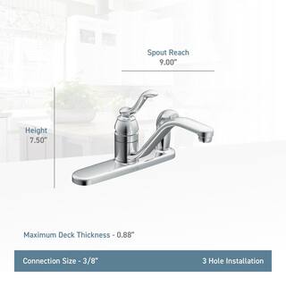 MOEN Banbury Single-Handle Low-Arc Standard Kitchen Faucet with Side Sprayer on Deck in Chrome CA87527