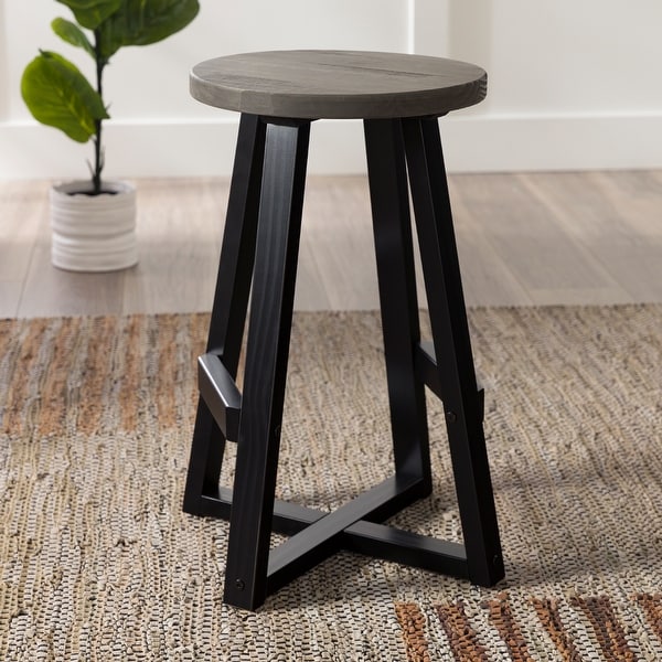 Middlebrook Round 24-inch Distressed Solid Wood Counter Stool