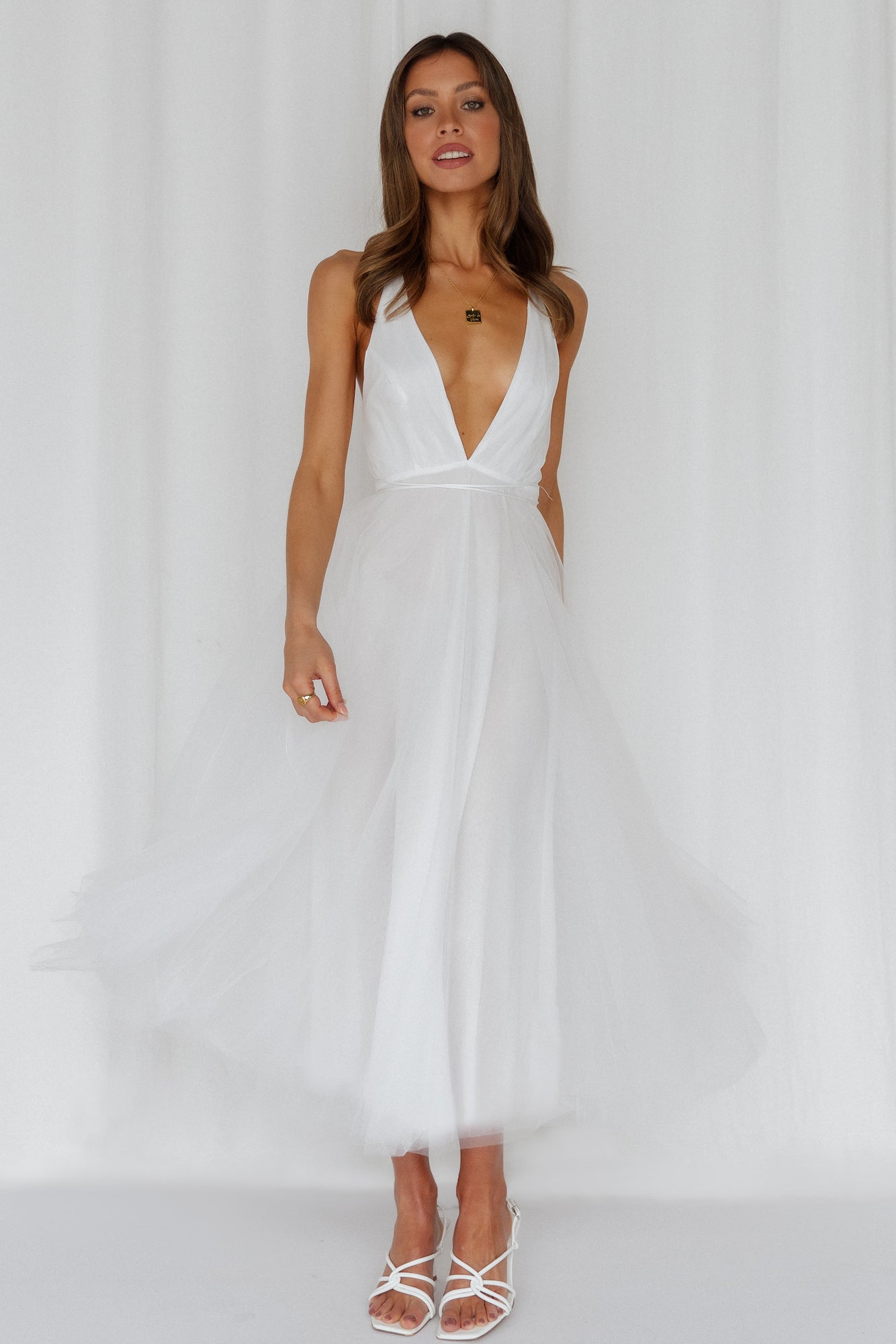 Summer Cinderella Midi Dress White