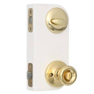 Kwikset Tylo Polished Brass Exterior Entry Door Knob and Single Cylinder Deadbolt Project Pack Combo Pack 92420-031