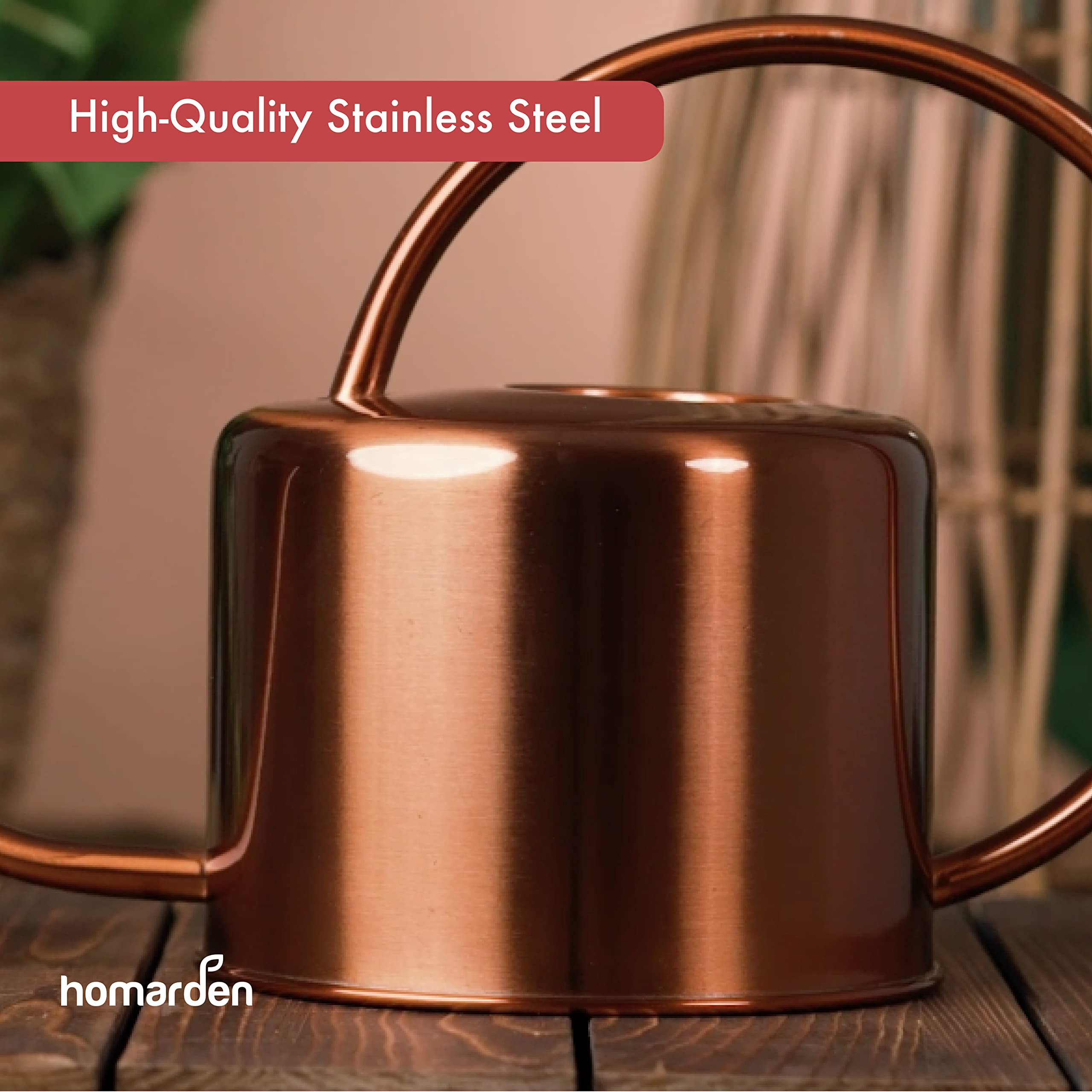 Homarden Copper Colored 40Oz Watering Can - Metal Watering Can With Easy Pour