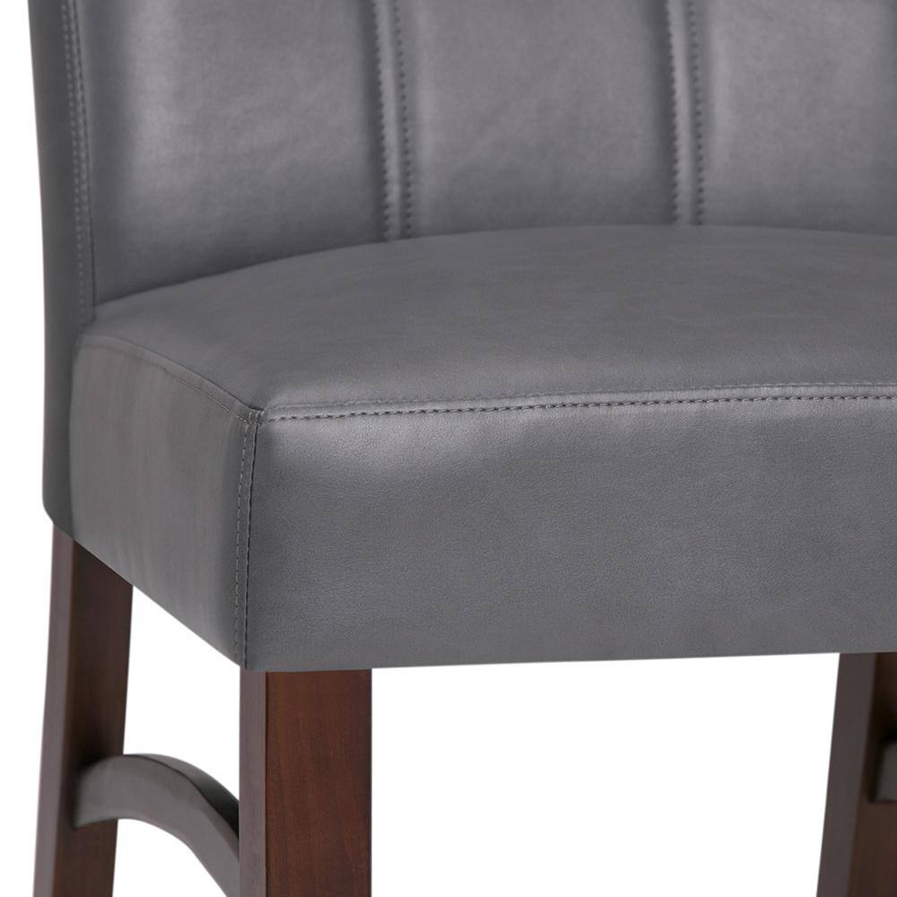 Simpli Home Ezra Contemporary Deluxe Dining Chair (Set of 2) in Stone Grey Faux Leather AXCDCHR-003-G