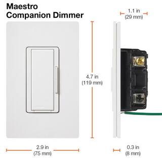 Lutron Maestro Companion Multi-Location Dimmer Switch Only for Use with Maestro LED+ Dimmer White (MA-RR-WH) MA-RR-WH