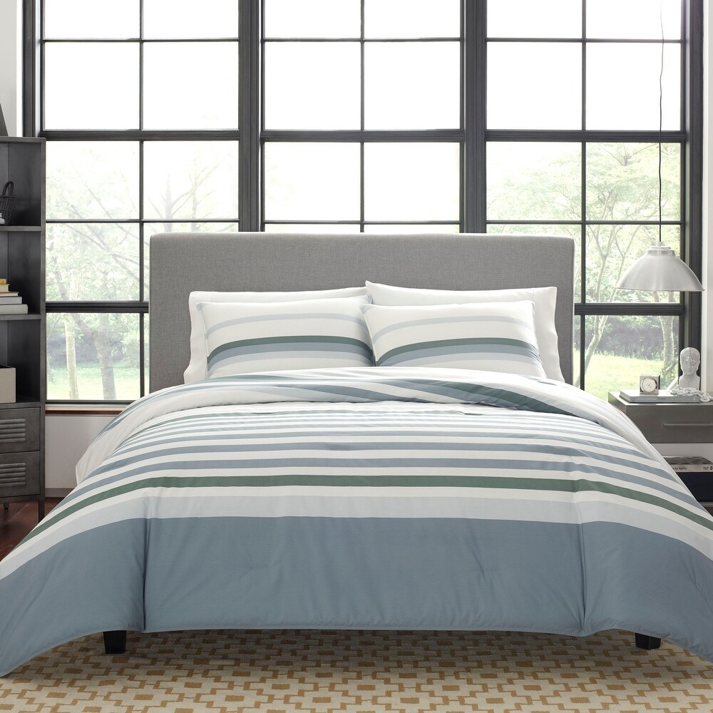 Nautica Lansier Cotton Reversible Grey Comforter Set