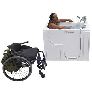 Ella Wheelchair Transfer32 52 in. Acrylic Walk-In Whirlpool and MicroBubble Bathtub in White Fast Fill Faucet LH Dual Drain OLA3252HM-L-2P