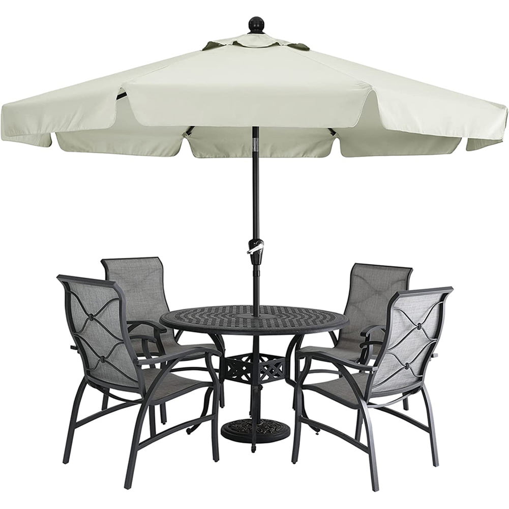 Outdoor table and chairs market 8 prong umbrella (9 feet, light beige)