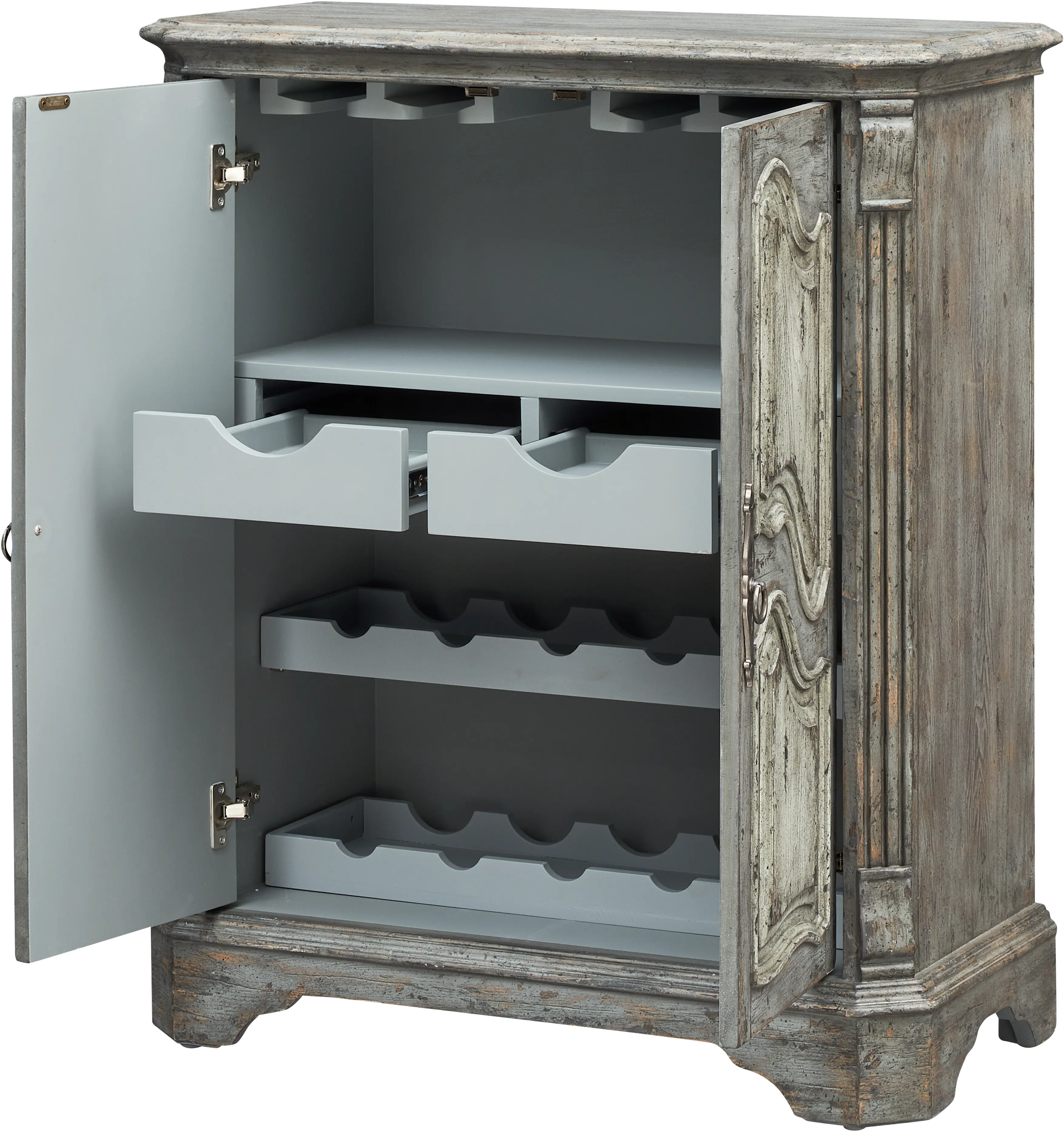 Farmhouse Distressed Gray Cabinet