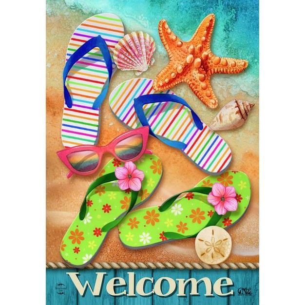 Briarwood Lane Surfside Flip Flops Summer Garden Flag Welcome Bea