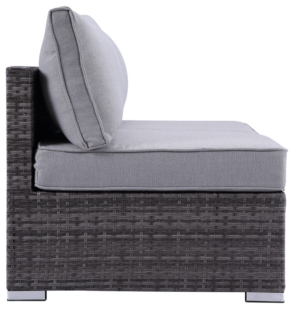 ACME Sheffield 4PC Pack Patio Sofa Set in Gray Fabric  ampGray Finish   Tropical   Outdoor Lounge Sets   by Acme Furniture  Houzz