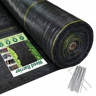 Cisvio 6 ft. x 300 ft. Weed Barrier Landscape Fabric with U-Shaped Securing Pegs Heavy-Duty Block Gardening Mat Weed Control LF-06300H50