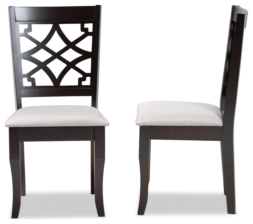 Marten Modern Gray Fabric and Dark Brown Wood 2 Piece Dining Chair Set   Transitional   Dining Chairs   by Baxton Studio  Houzz